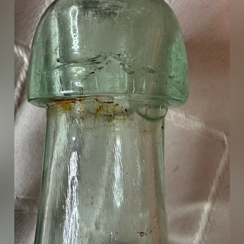 Antique 1800s Light Green Torpedo Bottle, 9” tall - Picture 5 of 7